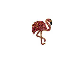 Large Pink Rhinestone Flamingo Nolan Miller Brooch Pin