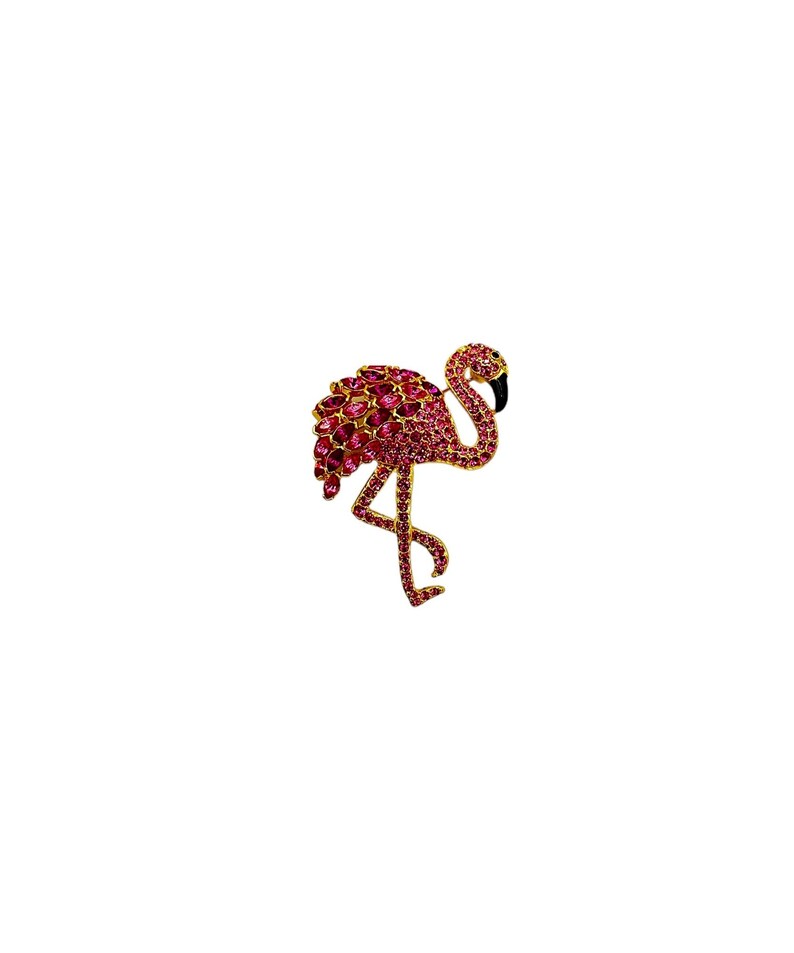 Large Pink Rhinestone Flamingo Nolan Miller Brooch Pin