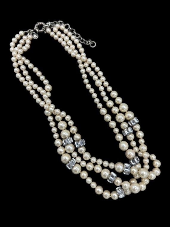 J. Crew Vintage Jewelry Layered Three Strand Pear… - image 4