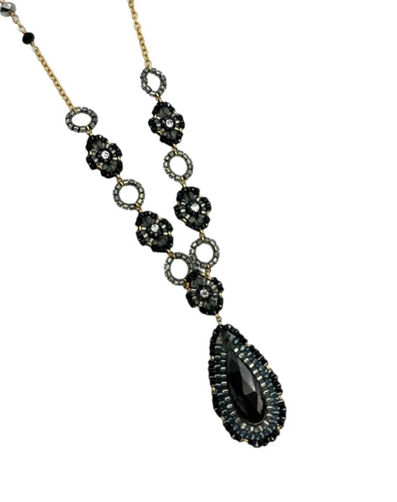 Miguel Ases Designer Black Teardrop Beaded Strand… - image 1