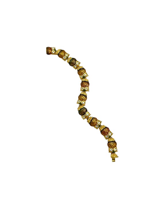 Kenneth Jay Lane KJL Enamel Owl Link Bracelet | K… - image 2