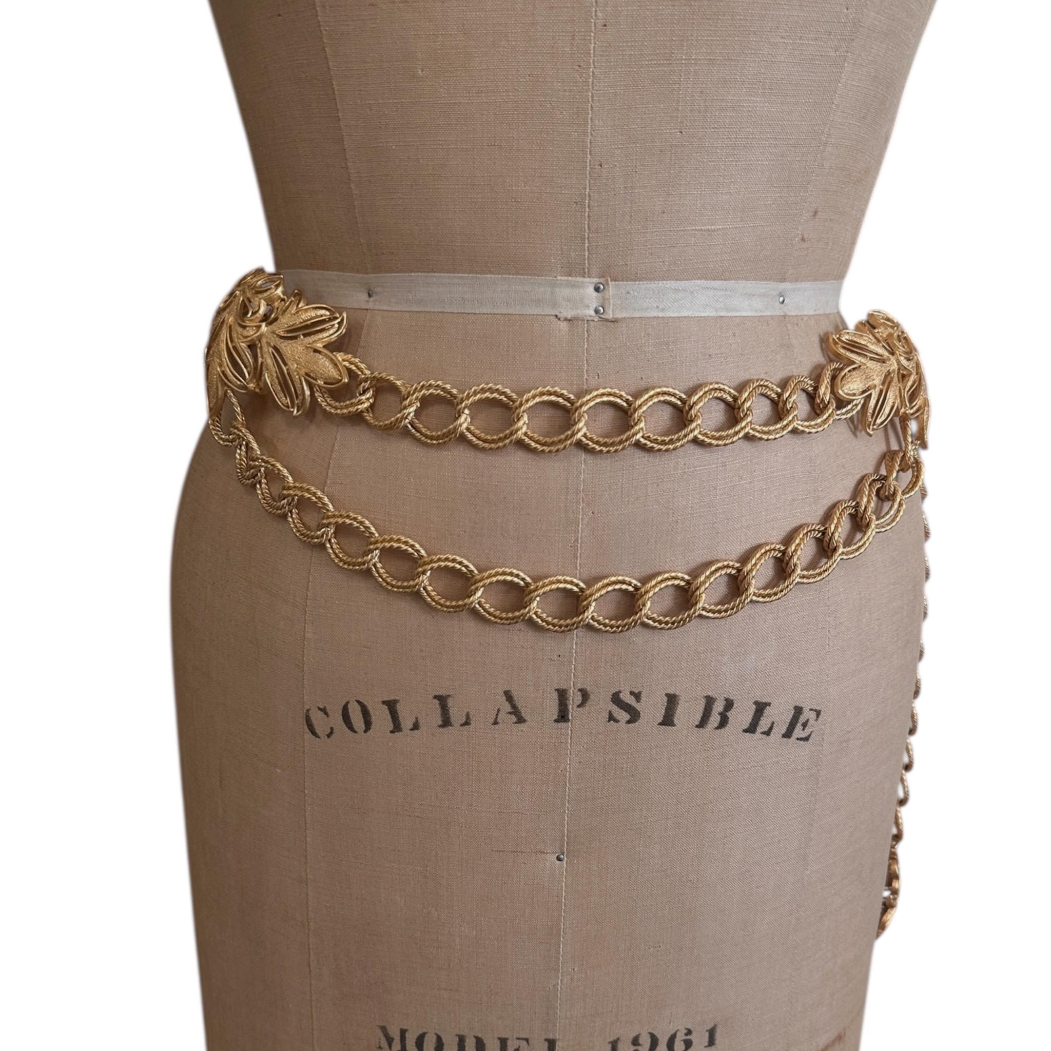 St. John Matte Gold Layered Bib Belt Vintage Statement Waist  display picture 1
