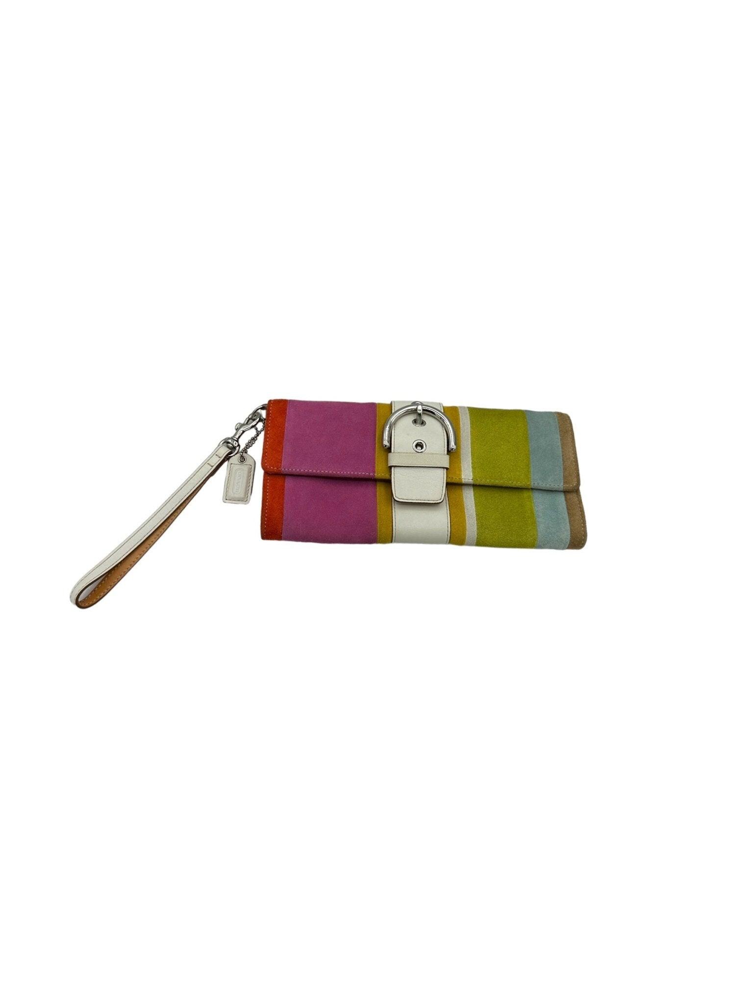 Coach 6744 Soho Multicolor Striped Suede Wristlet Clutch Vintage