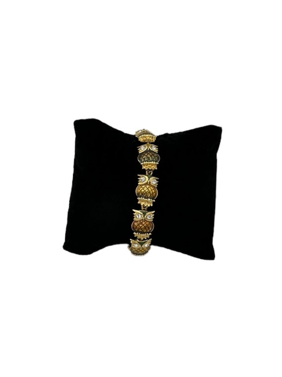 Kenneth Jay Lane KJL Enamel Owl Link Bracelet | K… - image 6