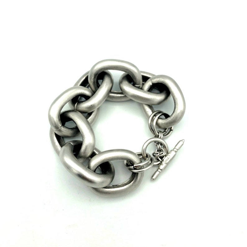 Kenneth Jay Lane Jewelry Chunky Over-Sized Chain Designer Bracelet Kenneth Jay Lane Mat Silver Large Link Bracelet