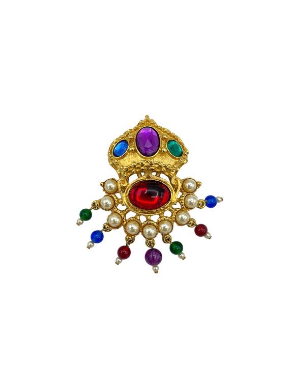 Kenneth Jay Lane KJL Gold Mogul India Jewel Color… - image 5