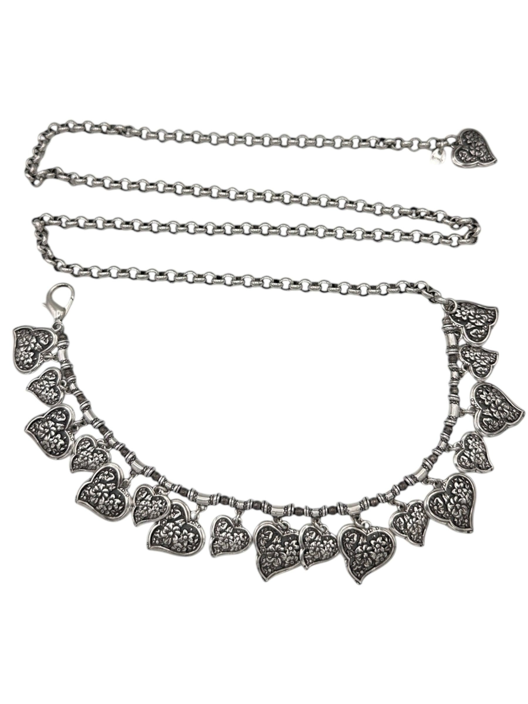 Vintage Silver Chain Belt Floral Detail Antique Silver Flower Wreath Chain Belt: Adjustable Metal  main image 3