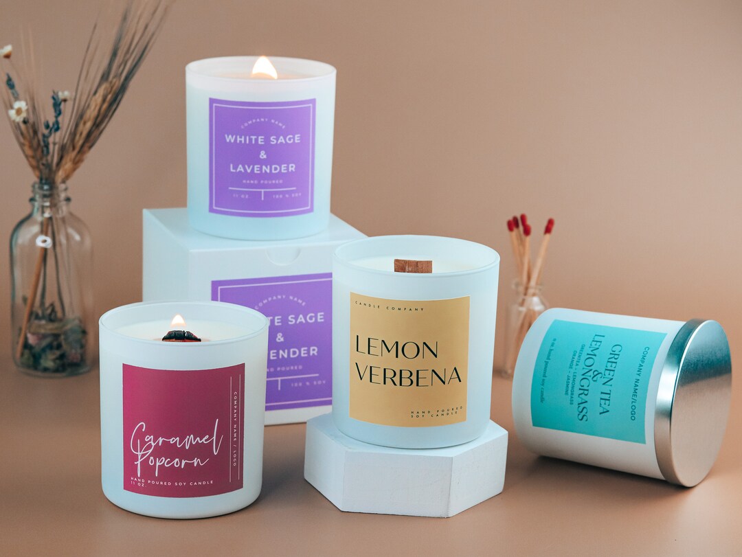 Wholesale Matte White Wooden Wick Soy Candles Set of 10 Soy Candles for