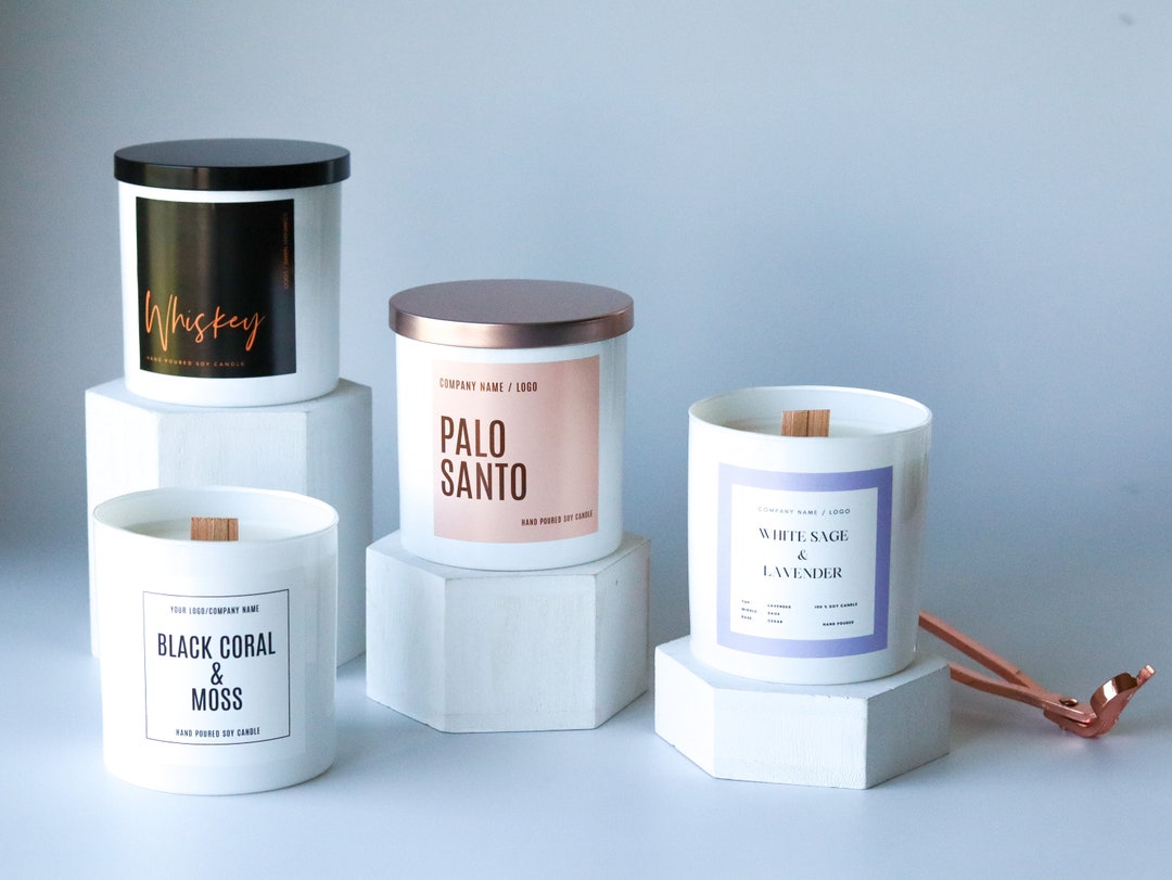 Wholesale Glossy White Wooden Wick Soy Candles Set of 10 Soy Candles