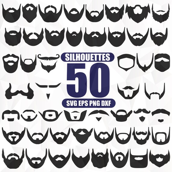 Beard Svg Long Beard Svg Beards Png Short Beard File Hipster Beard Beard Silhouette Png Eps Dxf Clipart Stencil Decal Cut Files