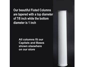 Miniature Fluted Columns, Solid Resin, 1/12 Scale Dollhouse Size