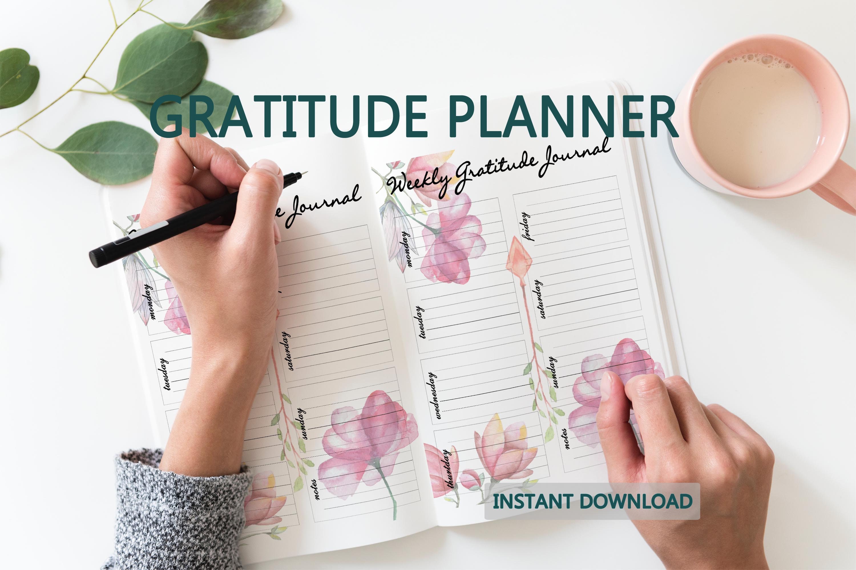 Gratitude tracker. Gratitude planner 2020. Etsy