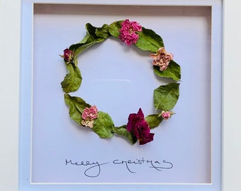 Deep box frame floral art, dried flower wreath frame