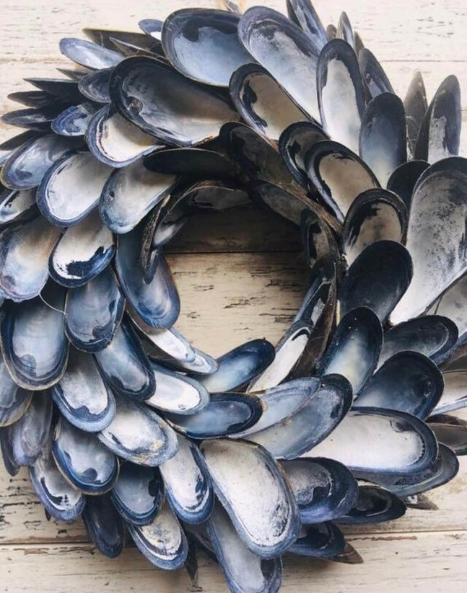 Large mussel wreath wreaths made with seashells wreaths made | Etsy