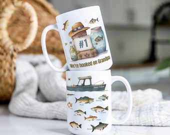 60th Birthday Gift for Grandpa, Fishing Gift, Fishing Buddy, Personalized Coffee Mug, Custom Family Mug, Gift for Fisherman