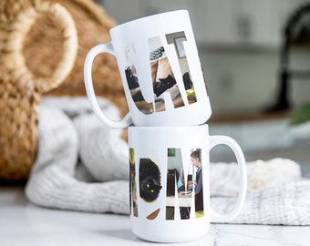 Personalized Cat Mom Mug, Galentines Day Gift for Best Friend, Custom Coffee Cup with Pictures