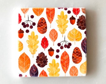 Fall Watercolor Stone Coasters