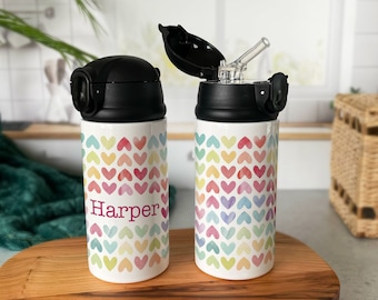 Personalized Kids Water Bottle, Easter Gift for Toddler, Cute Heart Tumbler