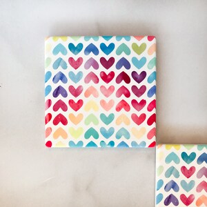 Stone Coasters, Heart Decor, Desk Accessories for Women, Coaster Set, Absorbent Coasters, Apartment Decor