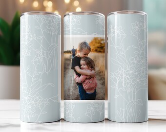 Personalized Drink Tumbler with Kids Photo and Straw