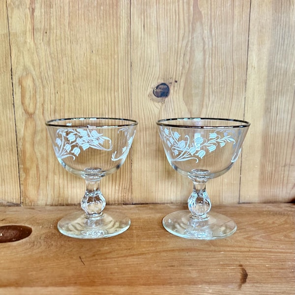 Vintage Libbey Lilly of the Valley Champagne/Sherbet Stemware, set of 2