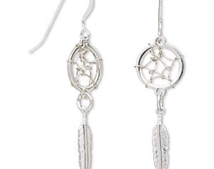 Sterling Silver and Sterling Silver Plated Dream Catcher Earrings