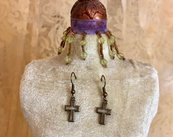 Bronze Cross Earrings