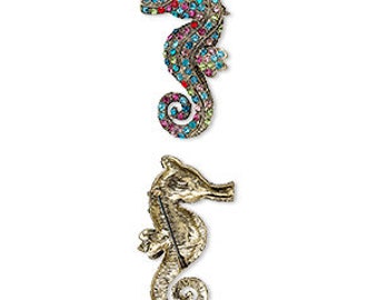 Jeweled Seahorse Brooch