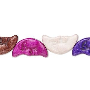Howlite Moon Face Beads          034