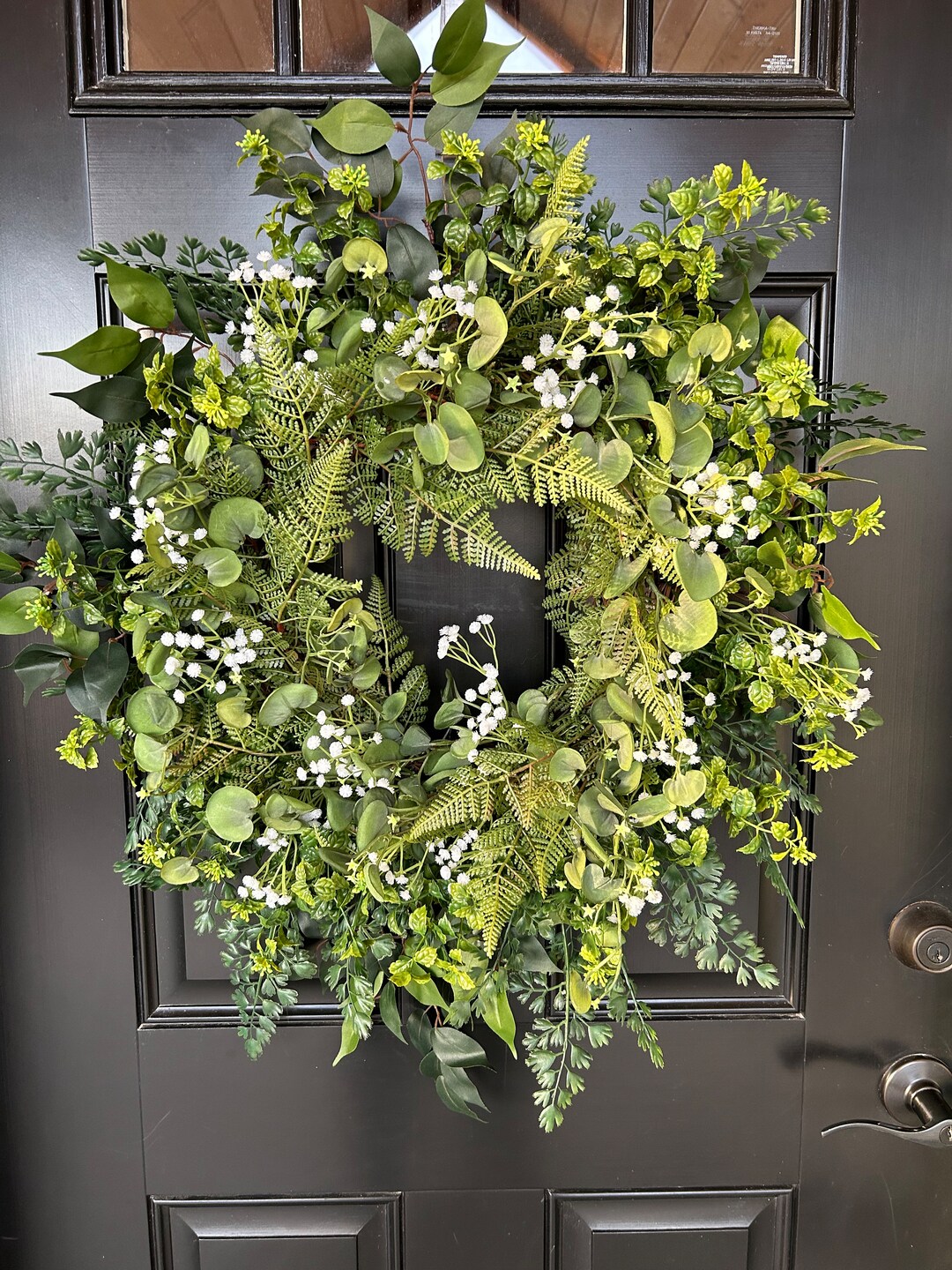 Greenery Wreath for Front Door, Farmhouse Greenery Door Decor, Minimal