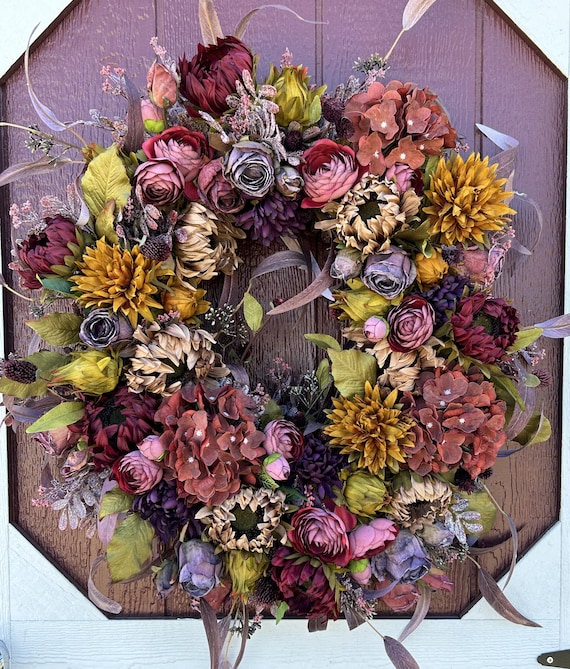 Vintage knstlicher Blumenkranz, Herbst-Landhaus-Dekor, Kamin-Dekor,  Hochzeitsgeschenk - Etsy.de