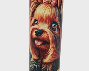 Sunflowers with Adorable Yorkie 20oz Tumbler
