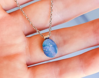 LILAC | Australian Coober Pedy Opal Doublet Pendant, QLD Boulder Ironstone Backing, Sterling Silver, Oceanic Natural Opal | VIR7