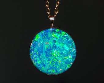 TURQUESA | 14K Gold Australian Opal Pendant, Coober Pedy Opal Doublet Necklace