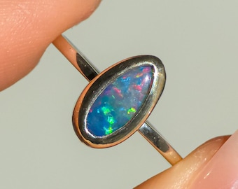 UME | Australian Opal Doublet Ring, Coober Pedy Opal, 925 Silver