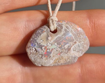 PINK HAZE | Stunning Natural Australian Opalised Full Seashell Fossil Boho Surf Pendant, O6