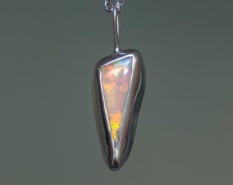 SAFFRON | Solid Coober Pedy Opal Pendant, Australian Opal Necklace, 925 Silver