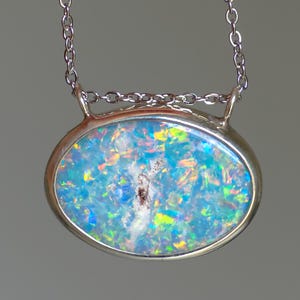 FLORAL | Coober Pedy opal doublet pendant / minimalist jewelry / Australian opal / crystal opal necklace