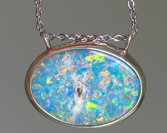 FLORAL | Coober Pedy opal doublet pendant / minimalist jewelry / Australian opal / crystal opal necklace