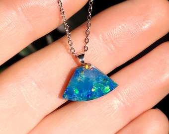LOLITA | Sterling Silver, Australian Coober Pedy Opal Doublet Pendant, QLD Boulder Ironstone Backing, Coastal, Handmade Opal Necklace, TRU2