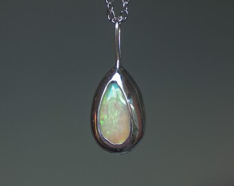 LA LUCE | Solid Coober Pedy Opal Pendant, Australian Opal Necklace, 925 Silver