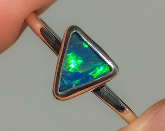 ORPHIC | Australian Opal Doublet Ring, Solid 925 Silver, Coober Pedy Opal