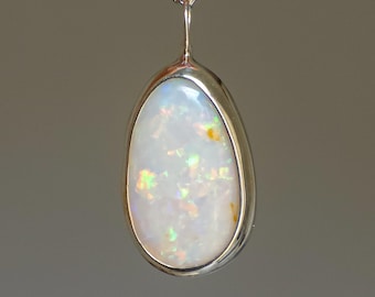 AURORA | Solid Coober Pedy Opal pendant / Australian opal necklace / solid rainbow opal