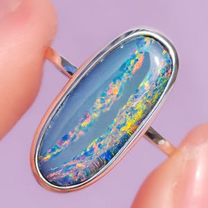 ROSELLA | Australian opal doublet ring / Free Sizing / Coober Pedy Opal / 925 solid silver / Fine Jewelry / statement ring