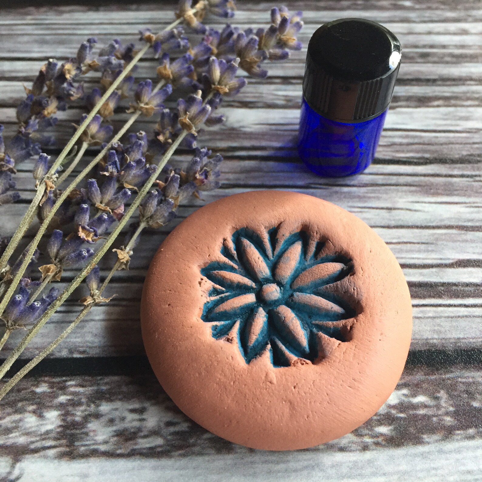 Ceramic Essential Oil Diffuser Blue Daisy Etsy