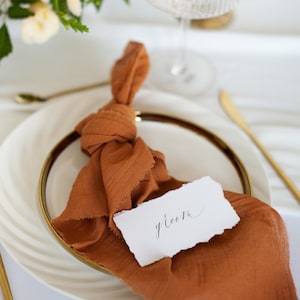 Rust orange coton Wedding Napkins Wedding  Napkins Raw Edges Cotton Napkins Dinner Table Decoration Cloth dinner