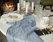 Gauze table runner, Dusty blue wedding gauze runner bridal shower runner table centerpiece, cheesecloth runner wedding decorations