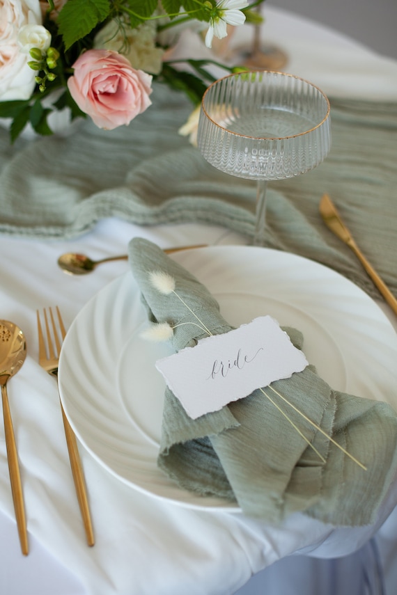 Sage Green Napkin Boho Wedding Cheesecloth Napkins Cotton Etsy