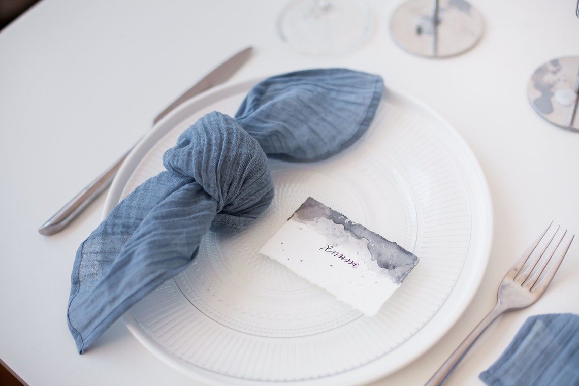 Dusty Blue Gauze Napkins Rustic Wedding Napkins Cheesecloth Etsy UK