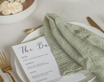 Sage green OLIVE Muslin napkins Rustic wedding gauze napkins  farm wedding table linens Napkins gauze cotton Boho Wedding napkins